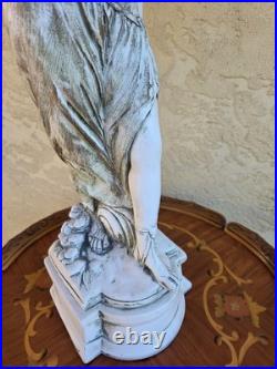 Vintage Table Lamp with Ceramic Classical Female Standing Figure