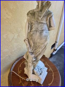 Vintage Table Lamp with Ceramic Classical Female Standing Figure
