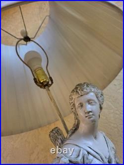 Vintage Table Lamp with Ceramic Classical Female Standing Figure