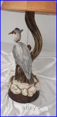 Vintage Table Lamp with Crane Heron Bird Figure 29 Tall