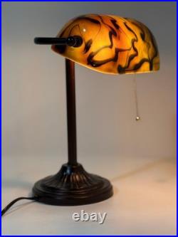 Vintage Table Lamp with Swirled Glass Shade Home Decor Used Condition Vintage Table Lamp with Swirled Glass Shade Home Decor Used Condition