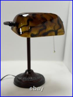 Vintage Table Lamp with Swirled Glass Shade Home Decor Used Condition