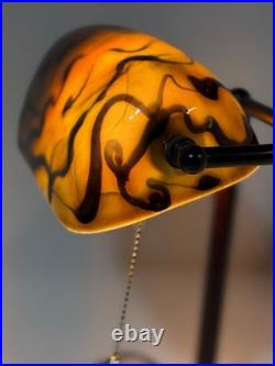 Vintage Table Lamp with Swirled Glass Shade Home Decor Used Condition