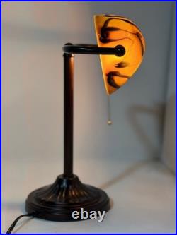 Vintage Table Lamp with Swirled Glass Shade Home Decor Used Condition