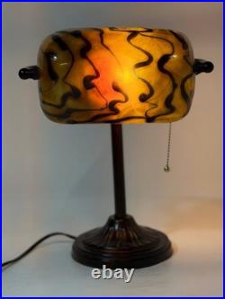Vintage Table Lamp with Swirled Glass Shade Home Decor Used Condition