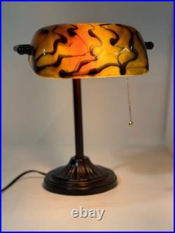 Vintage Table Lamp with Swirled Glass Shade Home Decor Used Condition