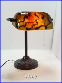 Vintage Table Lamp with Swirled Glass Shade Home Decor Used Condition