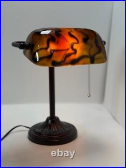 Vintage Table Lamp with Swirled Glass Shade Home Decor Used Condition