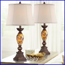 Vintage Table Lamps 30 Tall Set of 2 Bronze Marbleized Off White Shade Bedroom Vintage Table Lamps 30 Tall Set of 2 Bronze Marbleized Off White Shade Bedroom