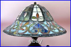 Vintage Table Stained Glass Lamp, 20 inches tall