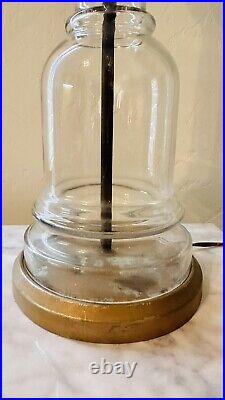 Vintage Tall Clear Glass With Gray Metal Dome Shade Table Lamp 31