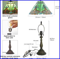 Vintage Tiffany Dragonfly Stained Glass Table Lamp 19 Victorian Bedside Light Vintage Tiffany Dragonfly Stained Glass Table Lamp 19 Victorian Bedside Light