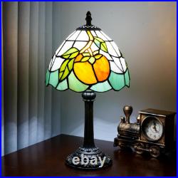 Vintage Tiffany Persimmon Stained Glass Table Lamp Bedside Light 8x14 Inch