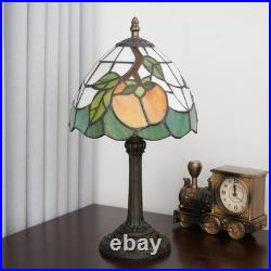 Vintage Tiffany Persimmon Stained Glass Table Lamp Bedside Light 8x14 Inch Vintage Tiffany Persimmon Stained Glass Table Lamp Bedside Light 8x14 Inch