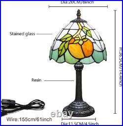 Vintage Tiffany Persimmon Stained Glass Table Lamp Bedside Light 8x14 Inch Vintage Tiffany Persimmon Stained Glass Table Lamp Bedside Light 8x14 Inch