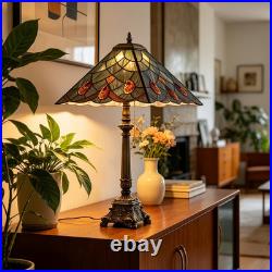 Vintage Tiffany Sea Blue Crystal Stained Glass Table Lamp Mission Style 12x24 Vintage Tiffany Sea Blue Crystal Stained Glass Table Lamp Mission Style 12x24
