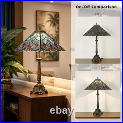 Vintage Tiffany Sea Blue Crystal Stained Glass Table Lamp Mission Style 12x24 Vintage Tiffany Sea Blue Crystal Stained Glass Table Lamp Mission Style 12x24