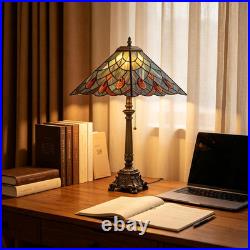 Vintage Tiffany Sea Blue Crystal Stained Glass Table Lamp Mission Style 12x24