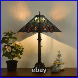 Vintage Tiffany Sea Blue Crystal Stained Glass Table Lamp Mission Style 12x24