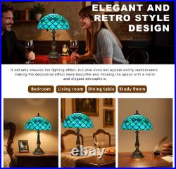 Vintage Tiffany Sea Blue Stained Glass Table Lamp Bronze Resin Base 12x19 Vintage Tiffany Sea Blue Stained Glass Table Lamp Bronze Resin Base 12x19