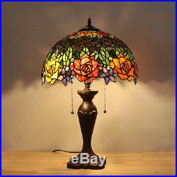 Vintage Tiffany Stained Glass Table Lamp Flower Study Bedroom Night Light Gifts