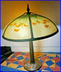 Vintage Tiffany Style Art Deco Table Lamp Glass Shade