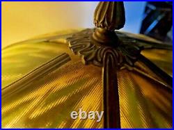 Vintage Tiffany Style Art Deco Table Lamp Glass Shade