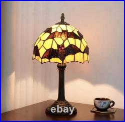 Vintage Tiffany Style Bat Stained Glass Table Lamp Gothic Bedside Light Decor