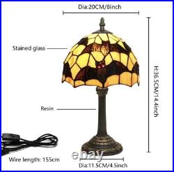 Vintage Tiffany Style Bat Stained Glass Table Lamp Gothic Bedside Light Decor