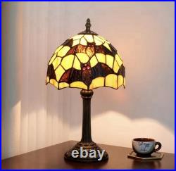 Vintage Tiffany Style Bat Stained Glass Table Lamp Gothic Bedside Light Decor