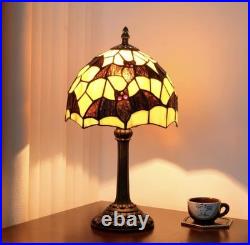 Vintage Tiffany Style Bat Stained Glass Table Lamp Gothic Bedside Light Decor