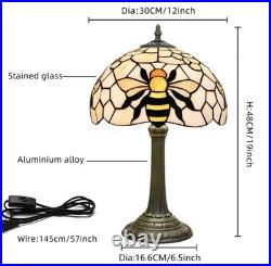 Vintage Tiffany Style Bee Stained Glass Table Lamp Bedside Night Light Decor