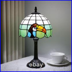 Vintage Tiffany Style Big Billed Bird Stained Glass Table Lamp Accent Light