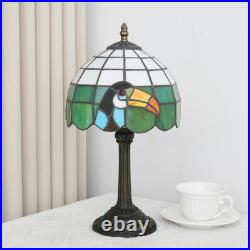 Vintage Tiffany Style Big Billed Bird Stained Glass Table Lamp Accent Light