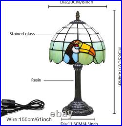 Vintage Tiffany Style Big Billed Bird Stained Glass Table Lamp Accent Light
