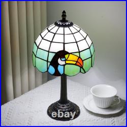 Vintage Tiffany Style Big Billed Bird Stained Glass Table Lamp Accent Light