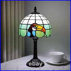 Vintage Tiffany Style Big Billed Bird Stained Glass Table Lamp Accent Light