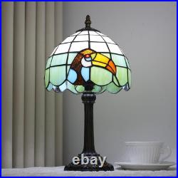 Vintage Tiffany Style Big Billed Bird Stained Glass Table Lamp Accent Light