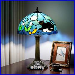 Vintage Tiffany Style Black Cat Stained Glass Table Lamp 12x12x18 Bedroom Decor Vintage Tiffany Style Black Cat Stained Glass Table Lamp 12x12x18 Bedroom Decor