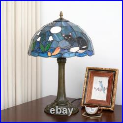 Vintage Tiffany Style Black Cat Stained Glass Table Lamp 12x12x18 Bedroom Decor Vintage Tiffany Style Black Cat Stained Glass Table Lamp 12x12x18 Bedroom Decor
