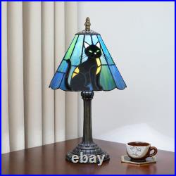 Vintage Tiffany Style Black Cat Stained Glass Table Lamp Bedside Night Light Vintage Tiffany Style Black Cat Stained Glass Table Lamp Bedside Night Light
