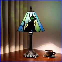Vintage Tiffany Style Black Cat Stained Glass Table Lamp Bedside Night Light Vintage Tiffany Style Black Cat Stained Glass Table Lamp Bedside Night Light