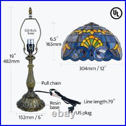 Vintage Tiffany Style Blue Baroque Stained Glass Table Lamp 12 Vintage Bedside