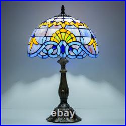 Vintage Tiffany Style Blue Baroque Stained Glass Table Lamp 12 Vintage Bedside