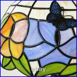 Vintage Tiffany-Style Butterfly&Floral Stained Glass Pull Chain Table Lamp Vintage Tiffany-Style Butterfly&Floral Stained Glass Pull Chain Table Lamp