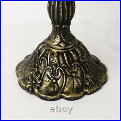 Vintage Tiffany-Style Butterfly&Floral Stained Glass Pull Chain Table Lamp
