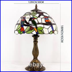Vintage Tiffany Style Double Birds Stained Glass Table Lamp Bedside Light