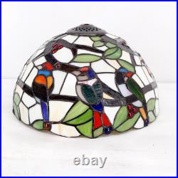 Vintage Tiffany Style Double Birds Stained Glass Table Lamp Bedside Light