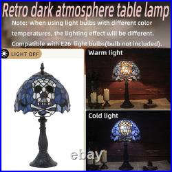 Vintage Tiffany Style Gothic Skull Stained Glass Table Lamp 8 Halloween Light