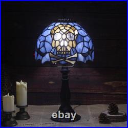 Vintage Tiffany Style Gothic Skull Stained Glass Table Lamp 8 Halloween Light